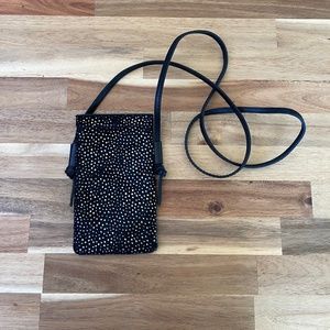 Madewell - The Smartphone Crossbody Bag: Metallic Dot Calf Hair Edition, black